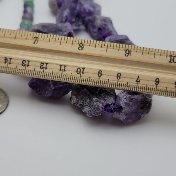 Multicolor Round Agate Bead And Rough Amethyst Geode Necklace LOT Needs Clasps - Picture 13 of 13